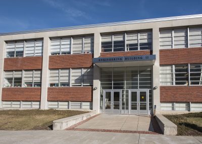 Exterior photo of the Engineering II building.