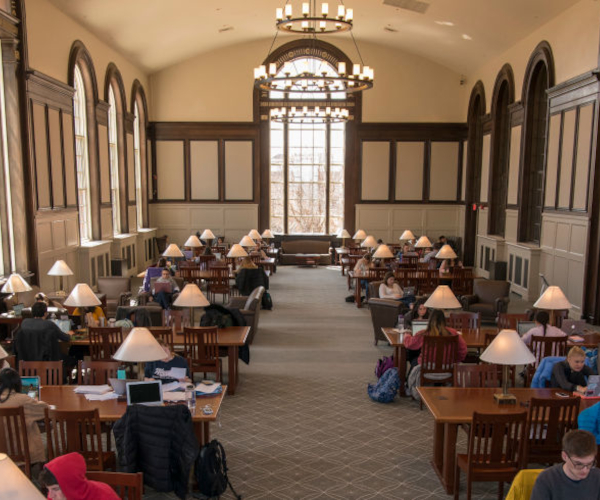 wilbur cross north reading room with students studying